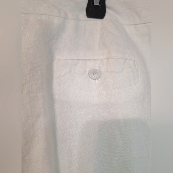 Talbots 20w heritage wide leg pure Irish linen white pants - Picture 5 of 7